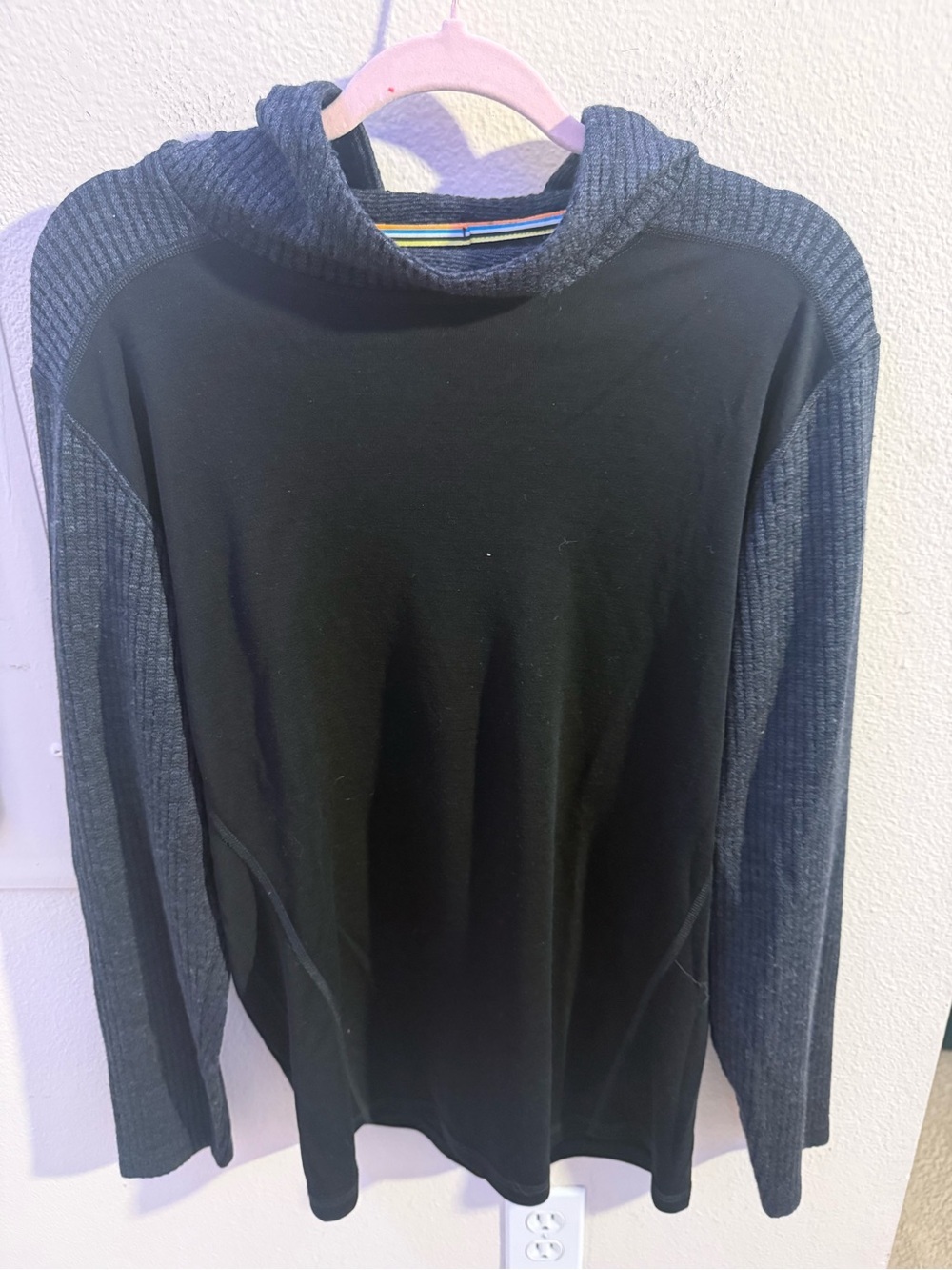 Smartwool Merino 250 Hooded Base Layer Hoodie Black Gray Men’s Medium